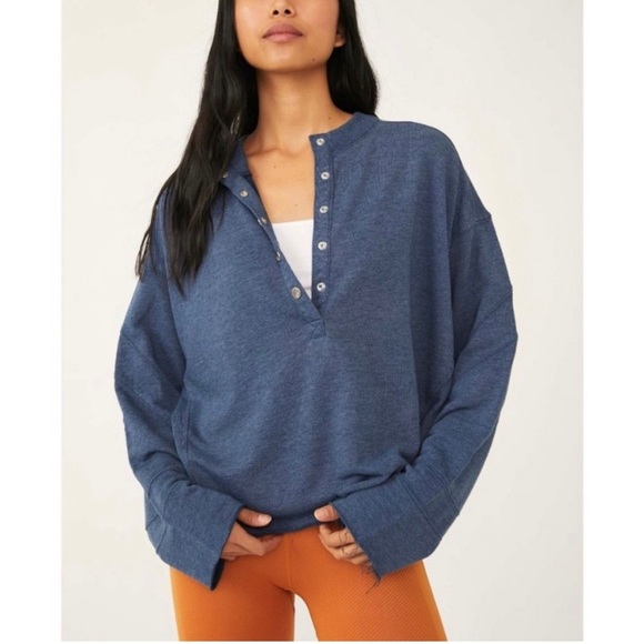 Free People Movement Play On Solid Sweatshirt in Navy - Picture 1 of 9